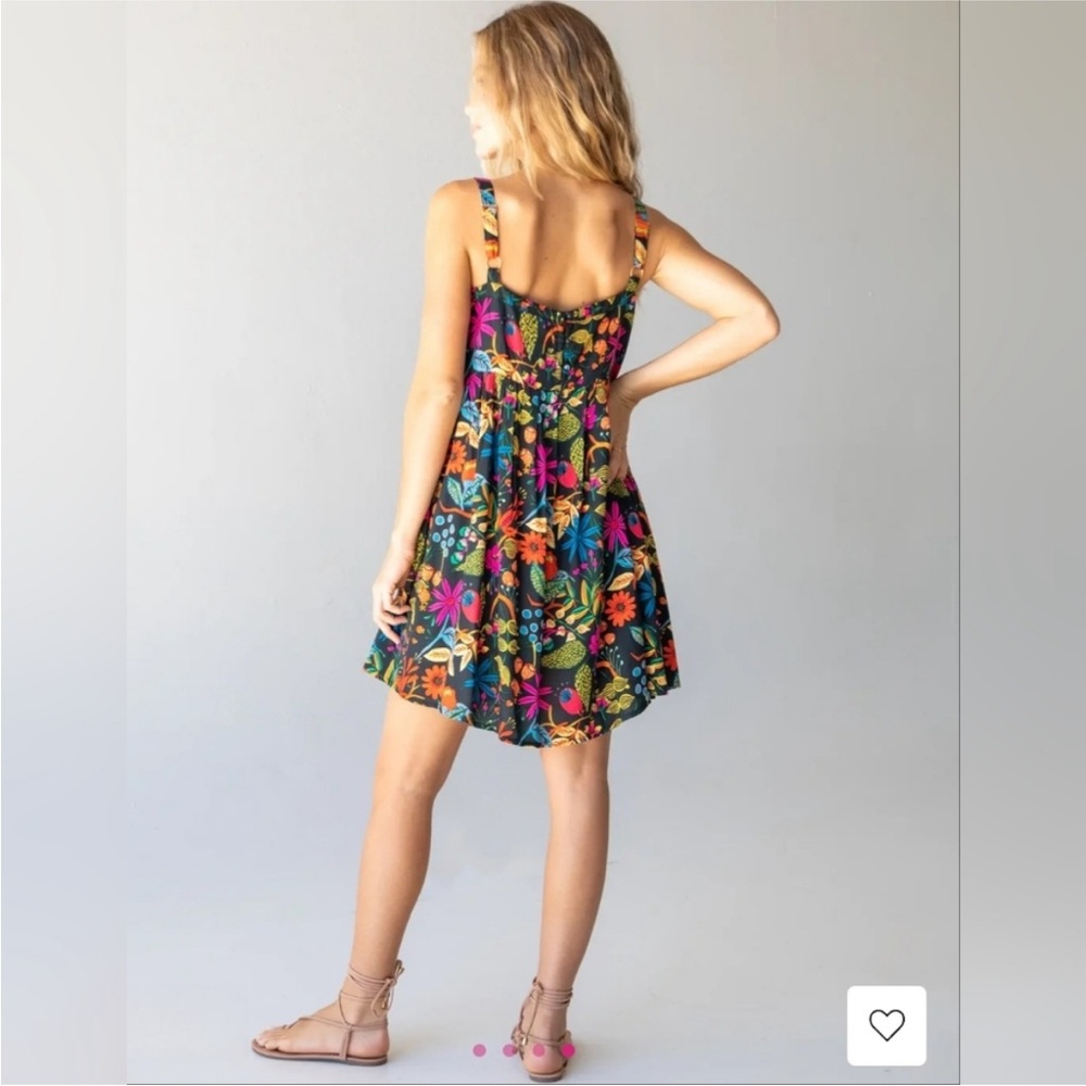 Natural Life Patti Mini Dress Black Neon Floral L - Picture 4 of 10